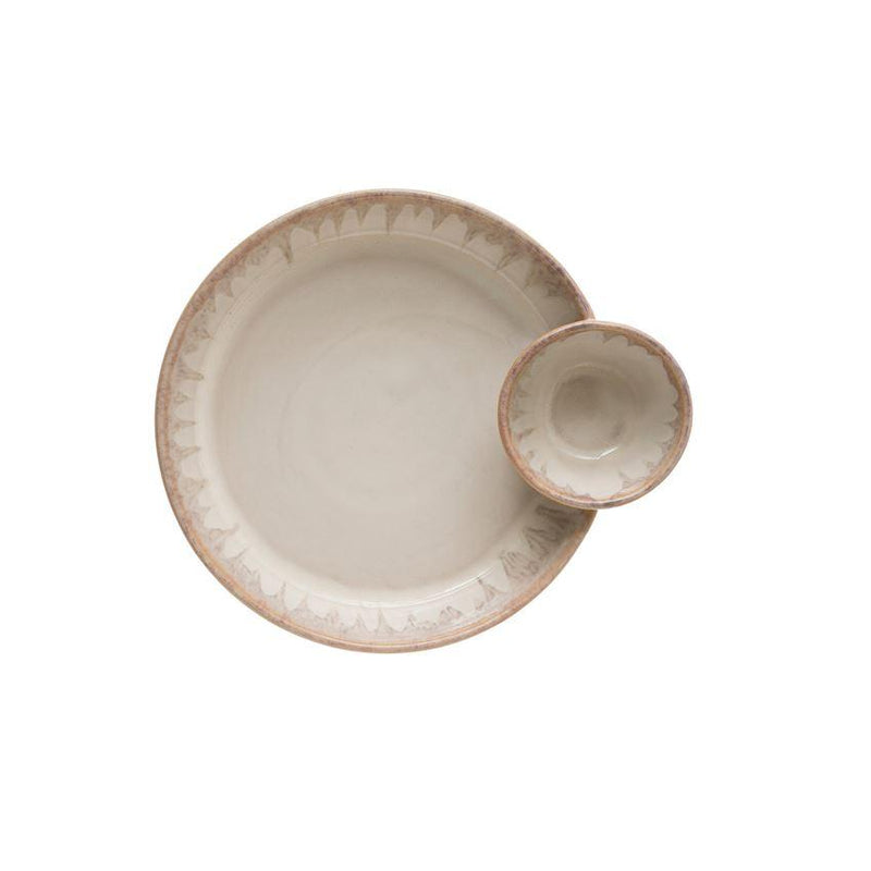 BLOOMINGVILLE Home Decor Cream Glazed Chip & Dip