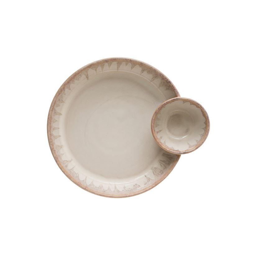 BLOOMINGVILLE Home Decor Cream Glazed Chip & Dip