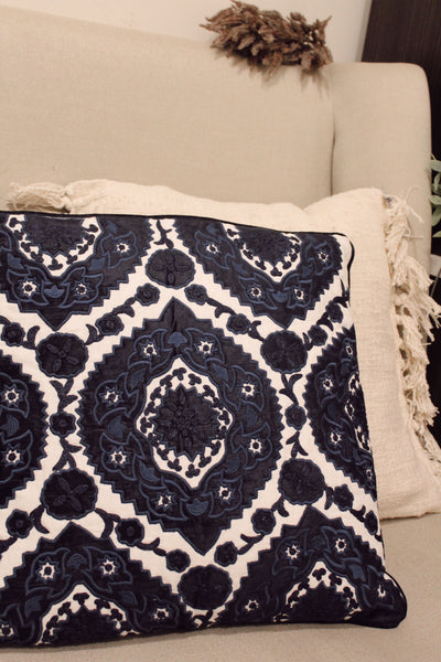 Blue Velvet Pattern Pillow - Madison's Niche 