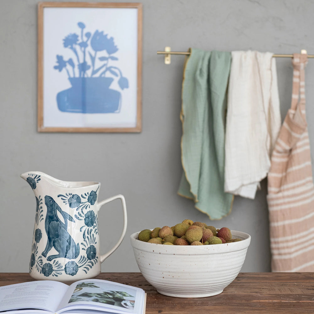 Blue & White Rabbit Pitcher - Madison's Niche 