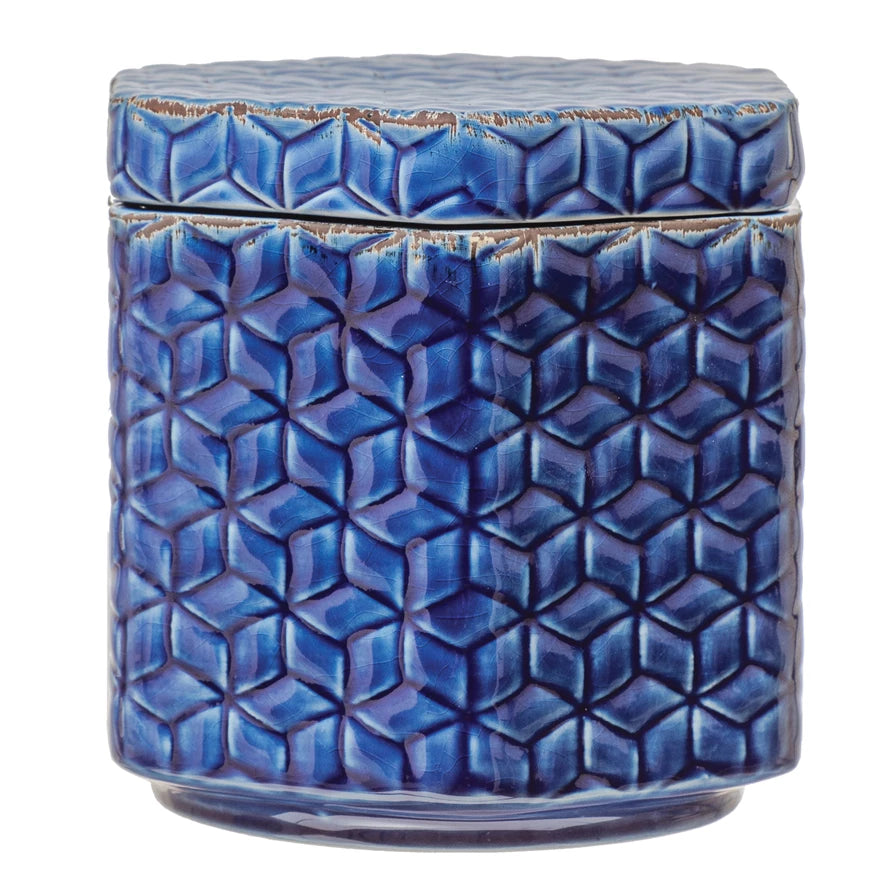 Blue Glaze Jar with Lid - Madison&