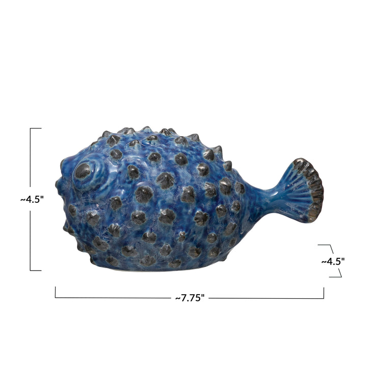 Blue Glaze Puffer Fish - Madison's Niche 