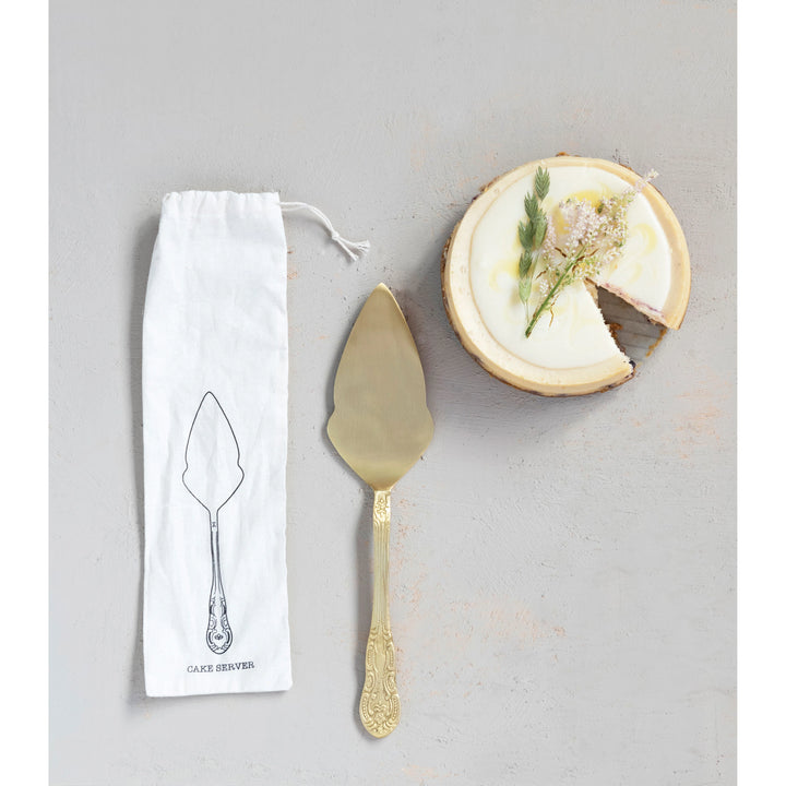 Brass Cake Server - Madison's Niche 