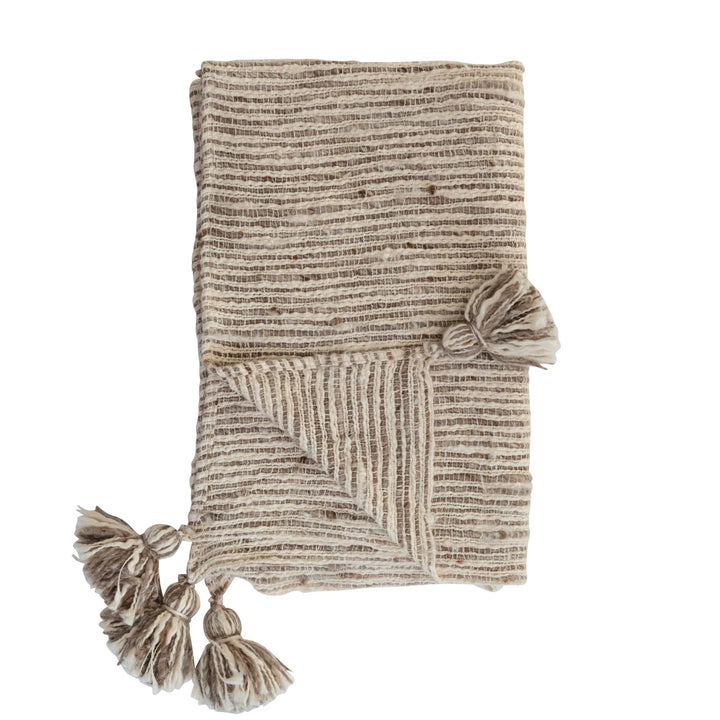 Brown/Cream Woven Throw - Madison's Niche 