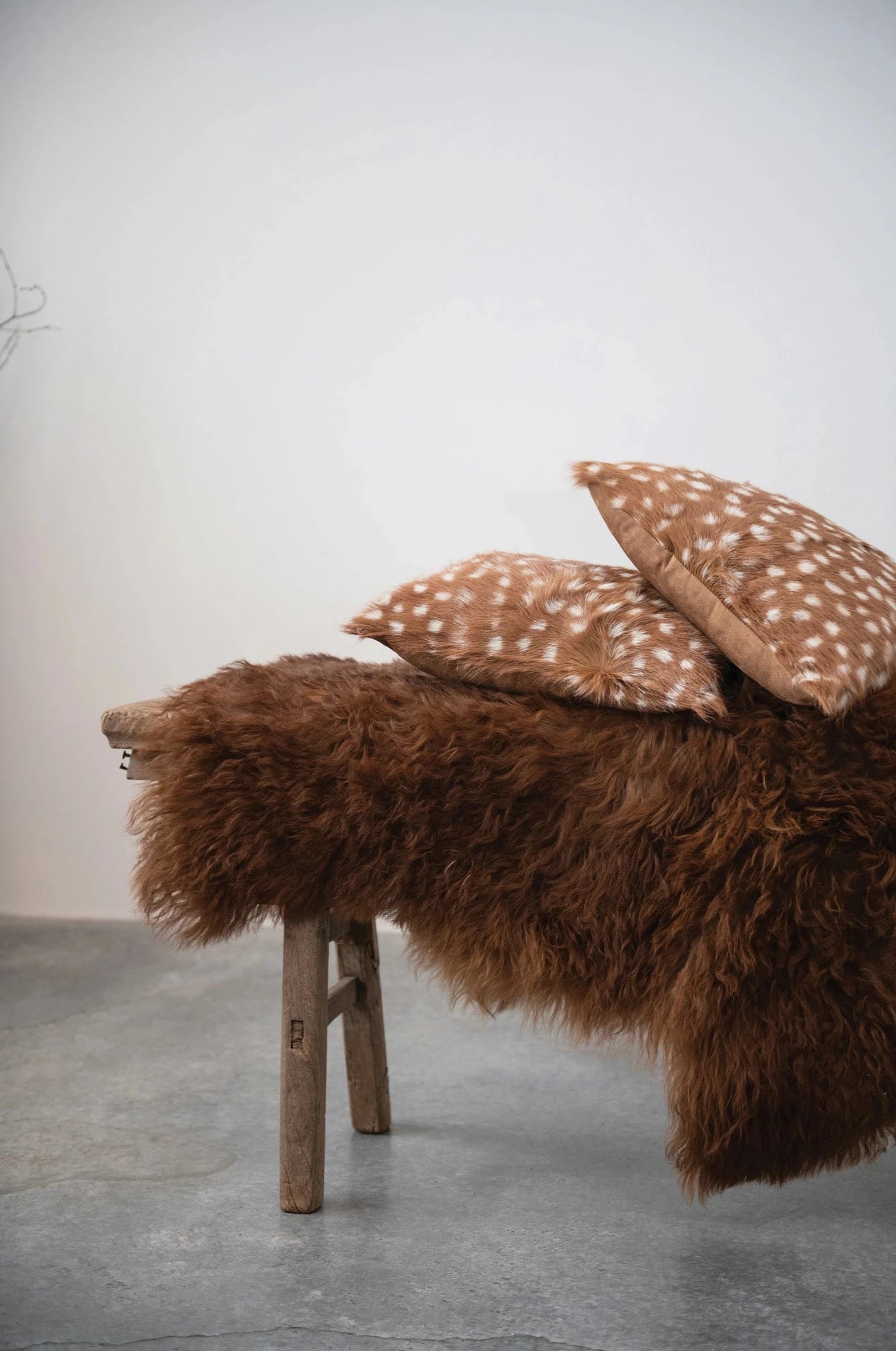 Brown/White Fur Pillow - Madison's Niche 