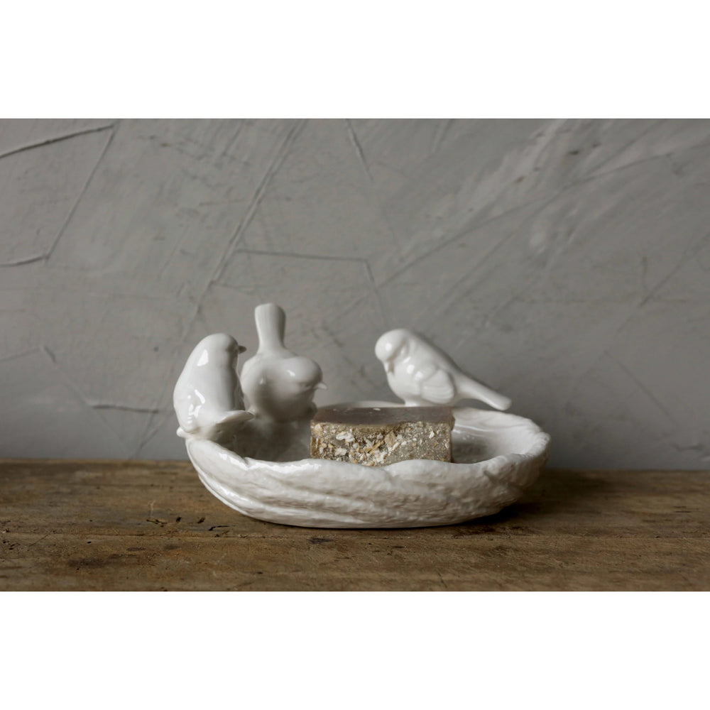 Ceramic Leaf Dish with Birds - Madison's Niche 