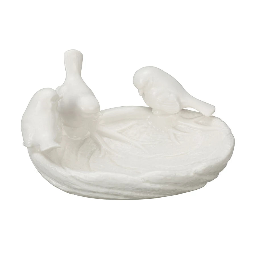 Ceramic Leaf Dish with Birds - Madison's Niche 