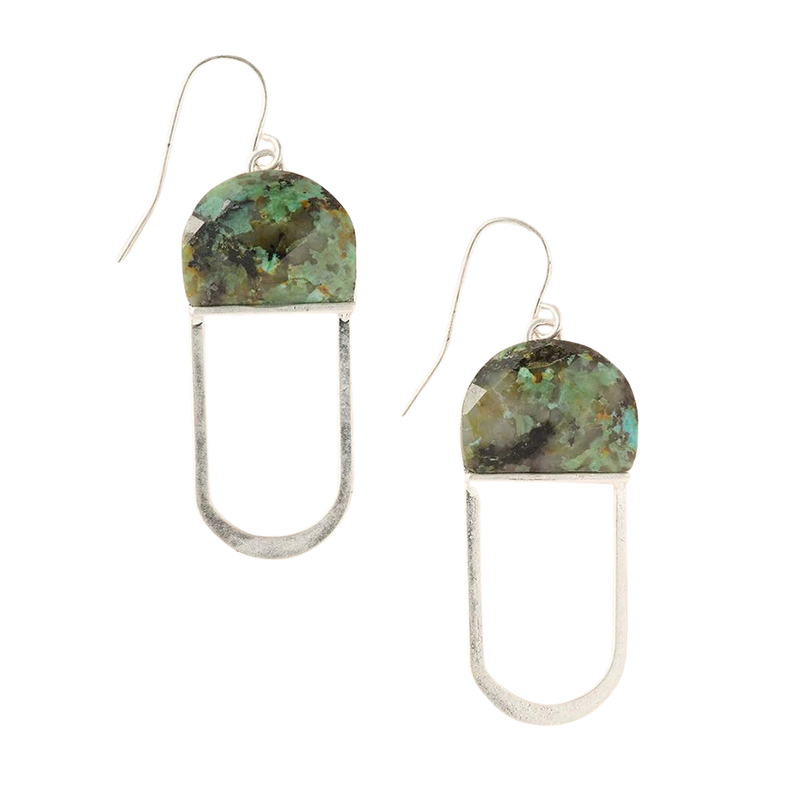Stone Chandelier Earrings in African Turquoise - Madison's Niche 