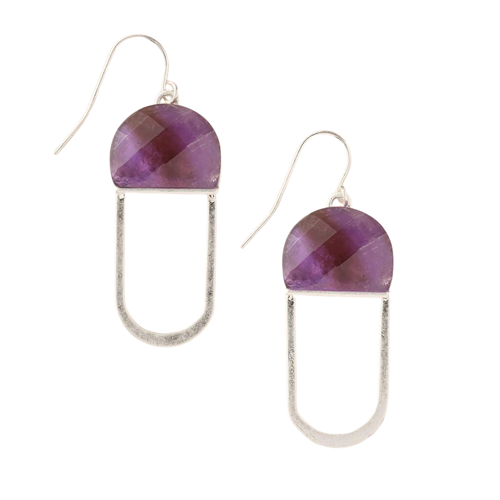 Stone Chandelier Earrings in Amethyst - Madison&
