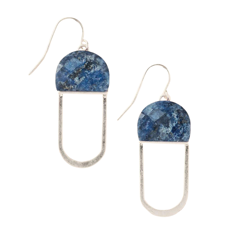 Stone Chandelier Earrings in Lapis - Madison's Niche 