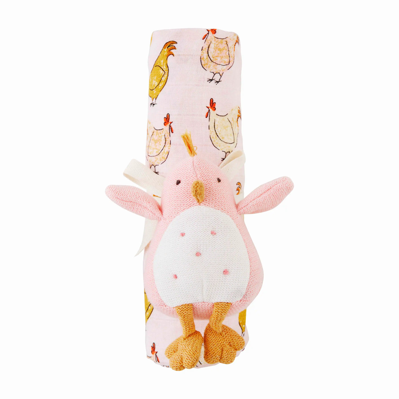 Farm Swaddle & Rattle Set in Pink - Madison's Niche 