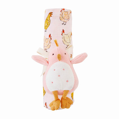 Farm Swaddle & Rattle Set in Pink - Madison's Niche 