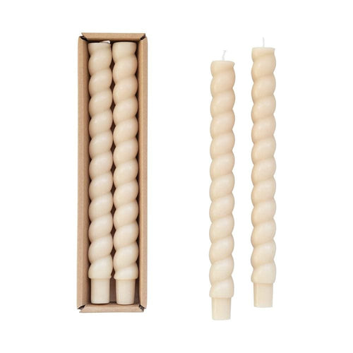 10" SET of 2 Twisted Taper Candles in Cream - Madison's Niche 