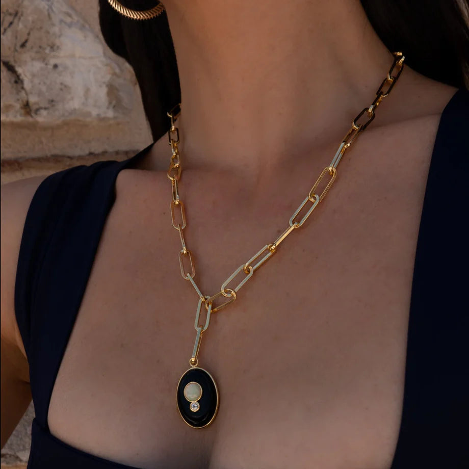 Edendale Y-Necklace in Onyx - Madison's Niche 