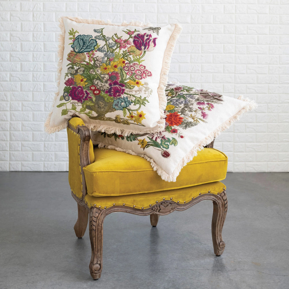 Embroidered Floral Pillows - Madison's Niche 