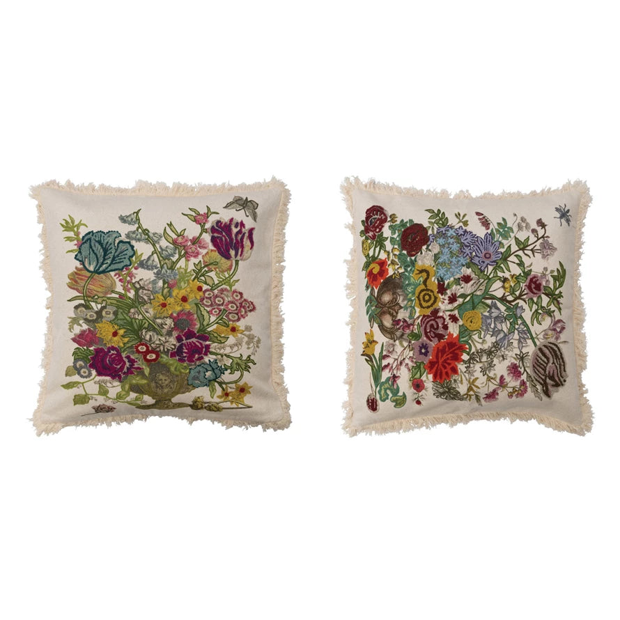 Embroidered Floral Pillows - Madison&