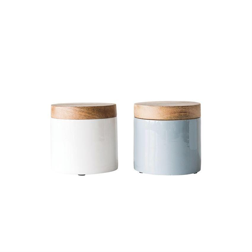 Enameled Mango Wood Jars - Madison&