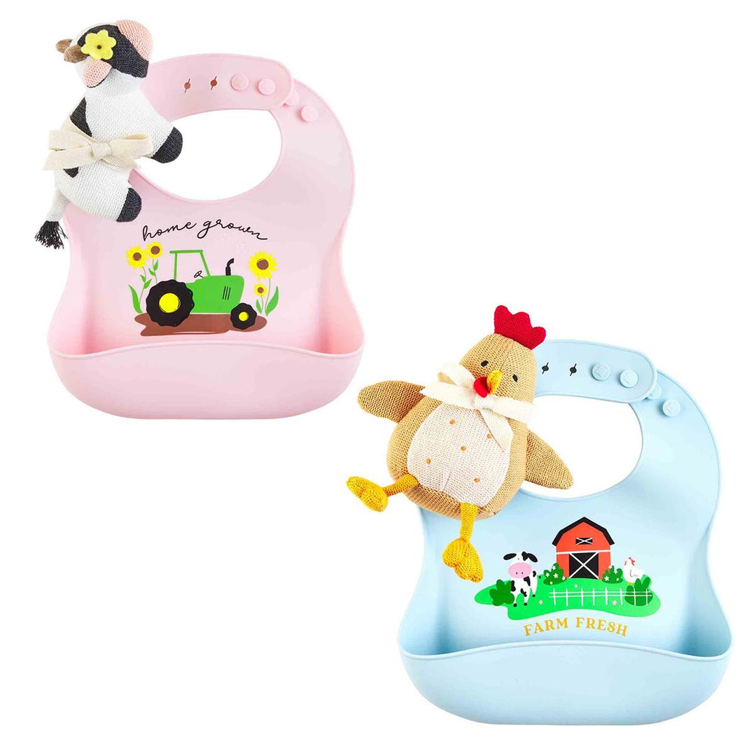 Farm Silicone Bib & Rattle Set - Madison's Niche 