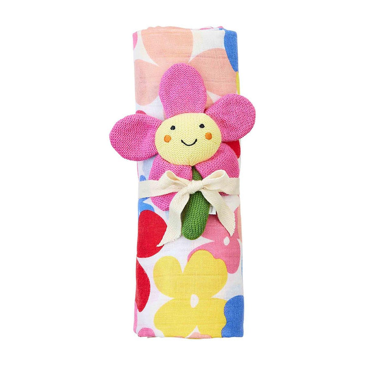 Floral Swaddle & Rattle Set - Madison's Niche 