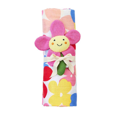 Floral Swaddle & Rattle Set - Madison's Niche 