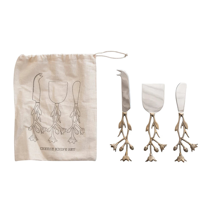 Floral Cheese Knives (Set of 3) - Madison's Niche 