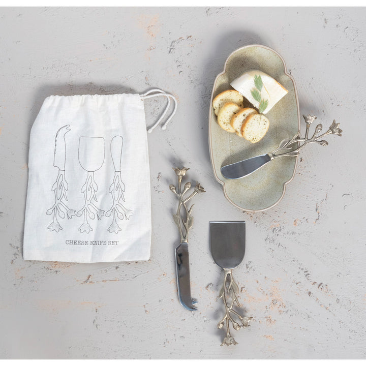 Floral Cheese Knives (Set of 3) - Madison's Niche 