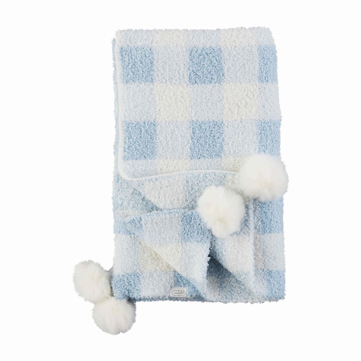 Gingham Baby Blanket in Blue - Madison's Niche 