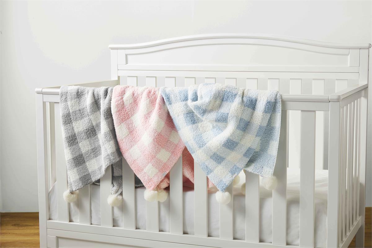 Gingham Baby Blanket in Blue - Madison's Niche 