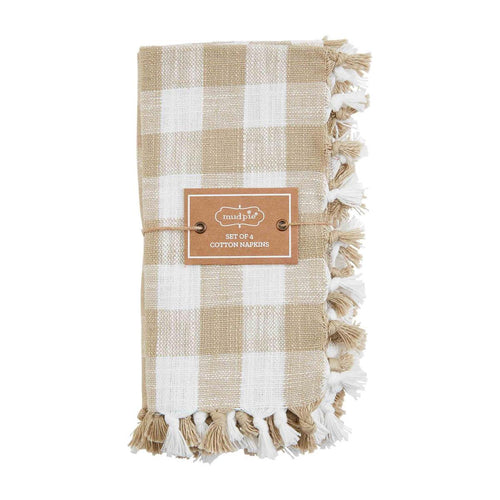 Gingham Napkin Set in Taupe - Madison's Niche 