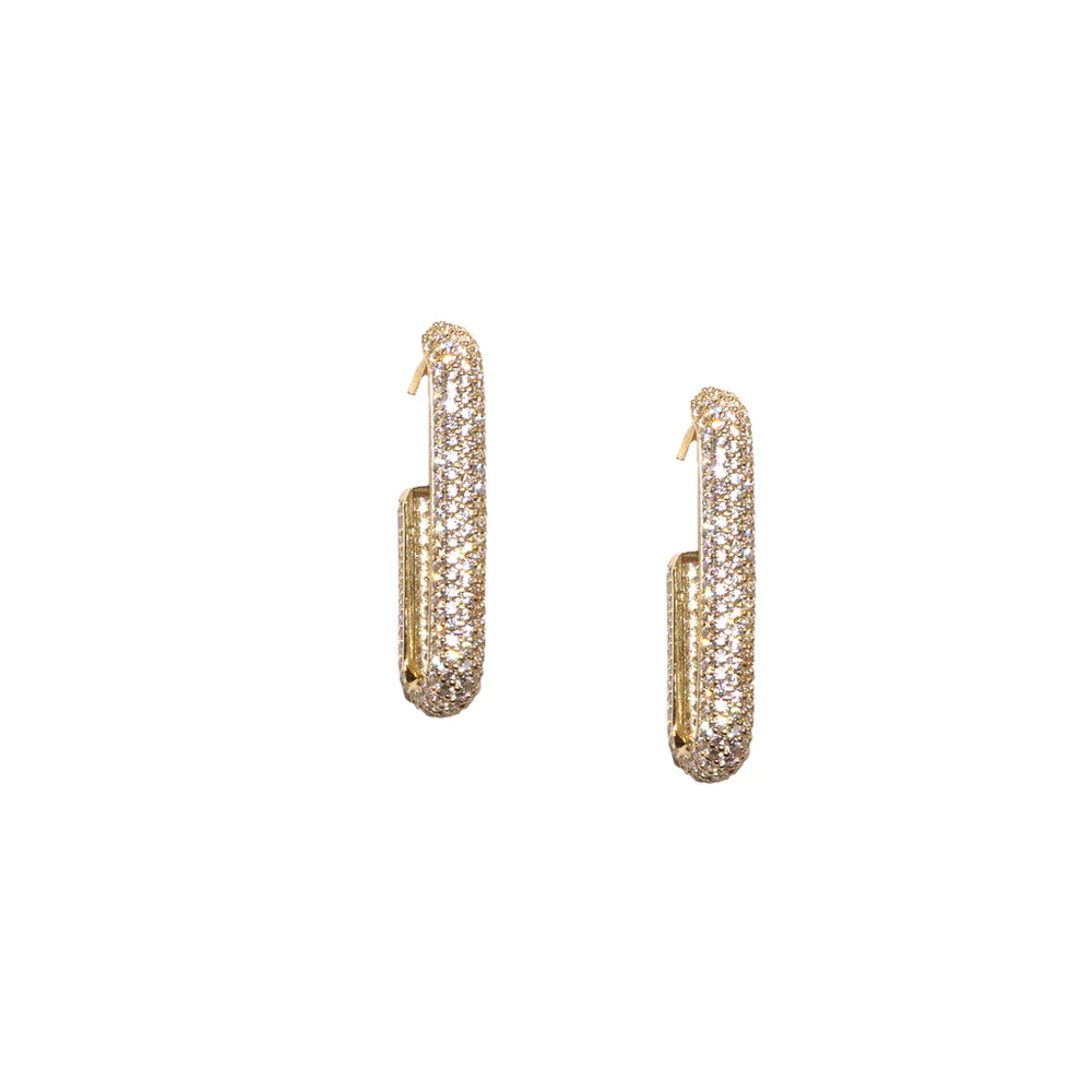 Curved CZ Earrings in Gold - Madison&