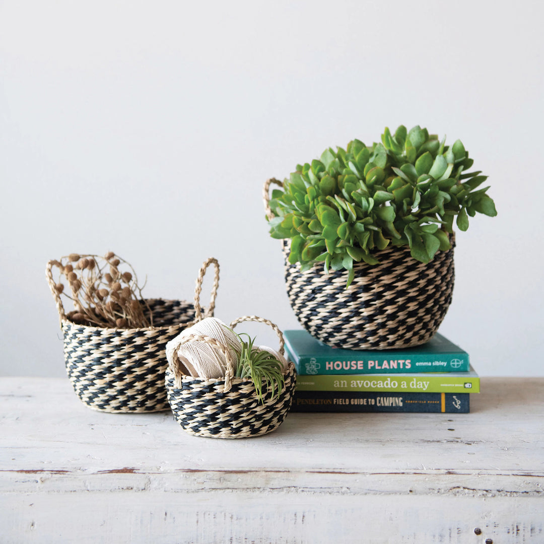 woven seagrass basket for plants Hand-Woven Seagrass Basket