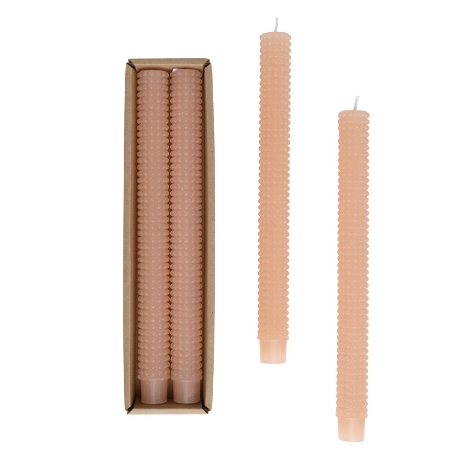 Hobnail Taper Candles in Pink - Madison's Niche 