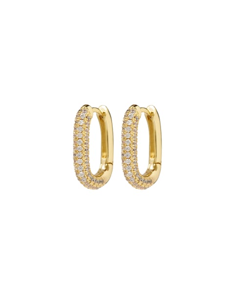Pavé Chain Link Huggies in Gold - Madison's Niche 
