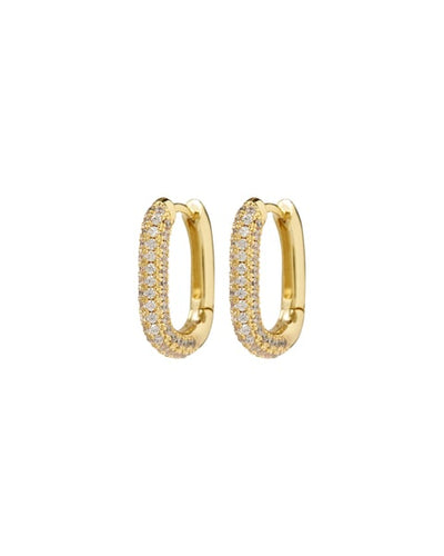 Pavé Chain Link Huggies in Gold - Madison's Niche 