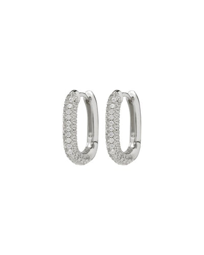 Pavé Chain Link Huggies in Silver - Madison's Niche 