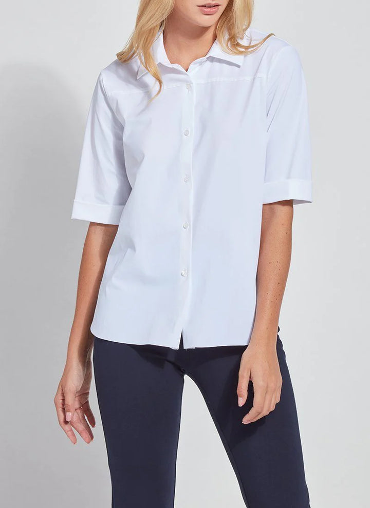 Josie Button Down in White - Madison's Niche 