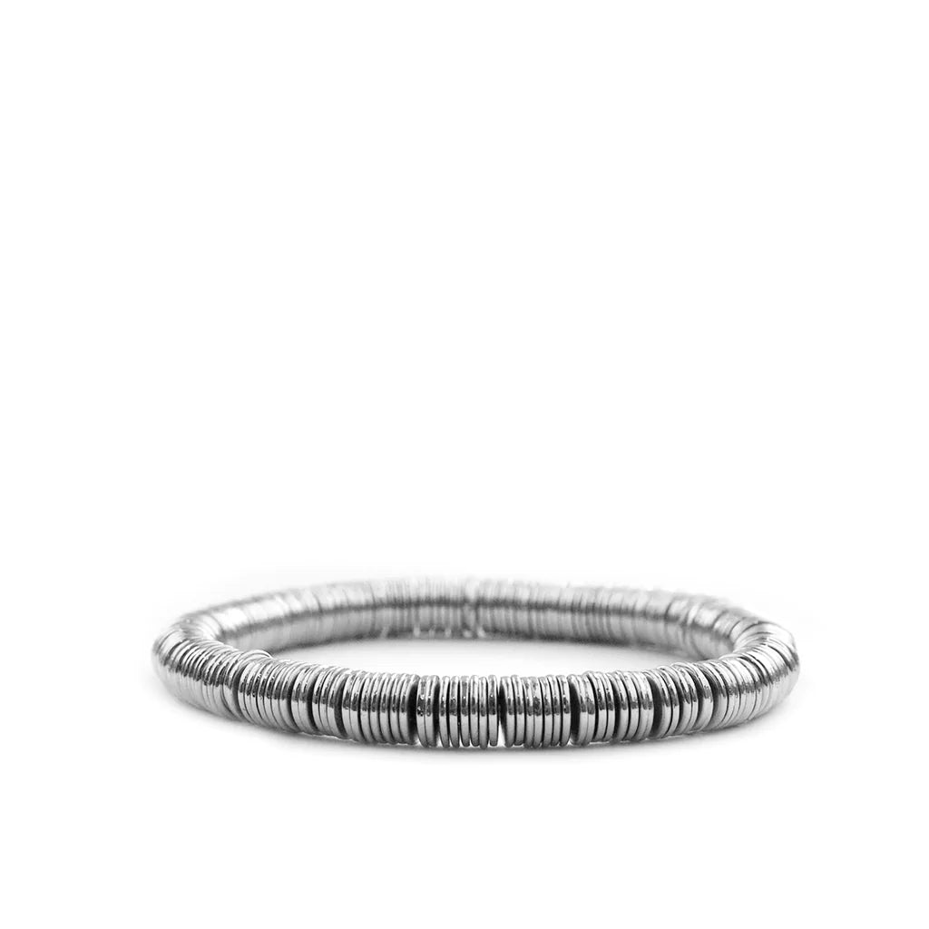Large Metal Disc Bracelet in Silver - Madison's Niche 