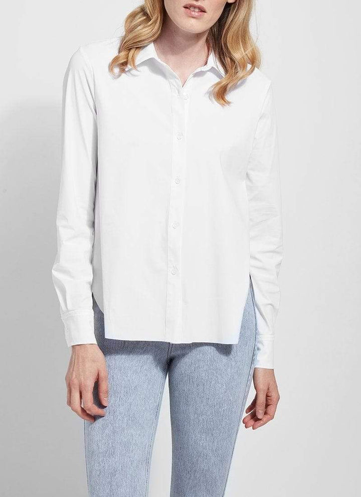 Connie Slim Button Down In White - Madison's Niche 