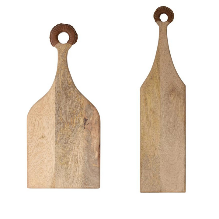 Mango Wood Board with Leather Handle - Madison's Niche 