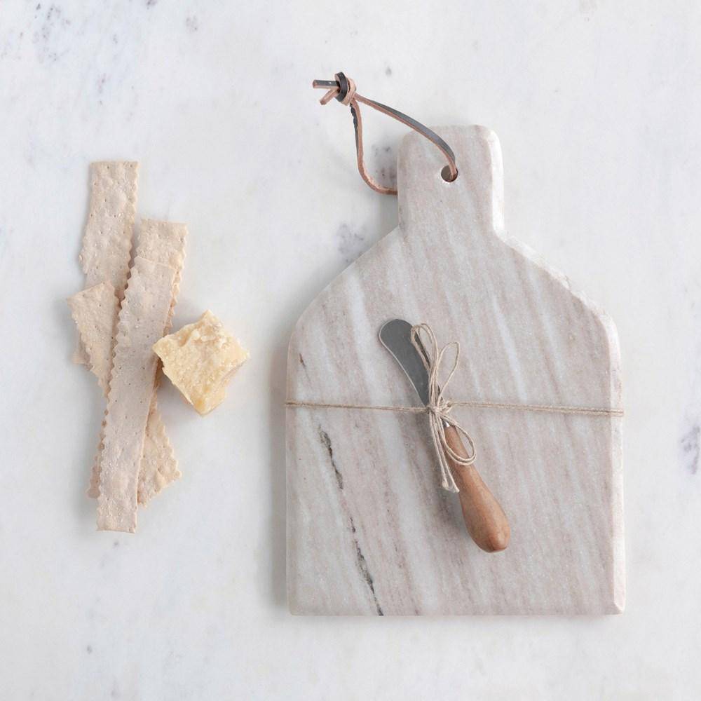 Marble Cheese Board with Knife - Madison's Niche 