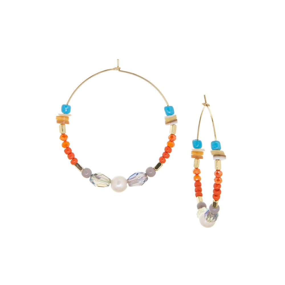 Mixed Bead Coral Hoops - Madison&