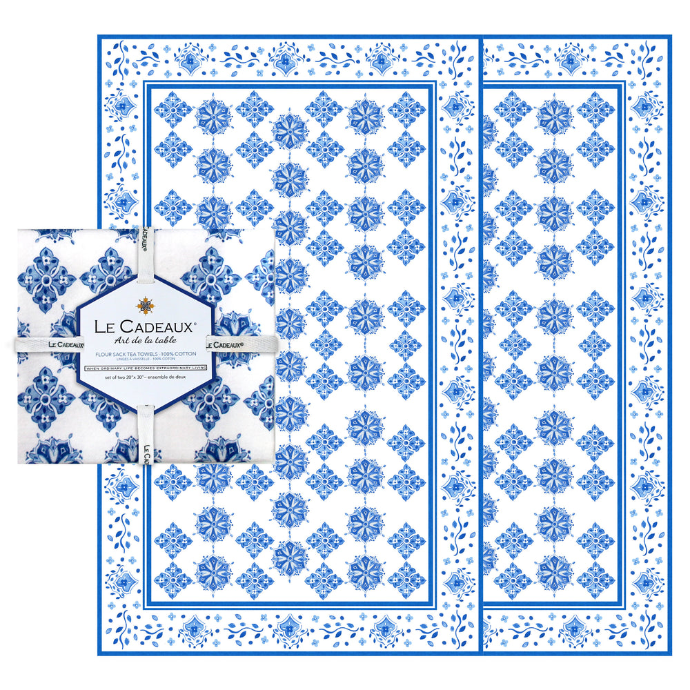 Set of 2 Tea Towels in Moroccan Blue - Madison&