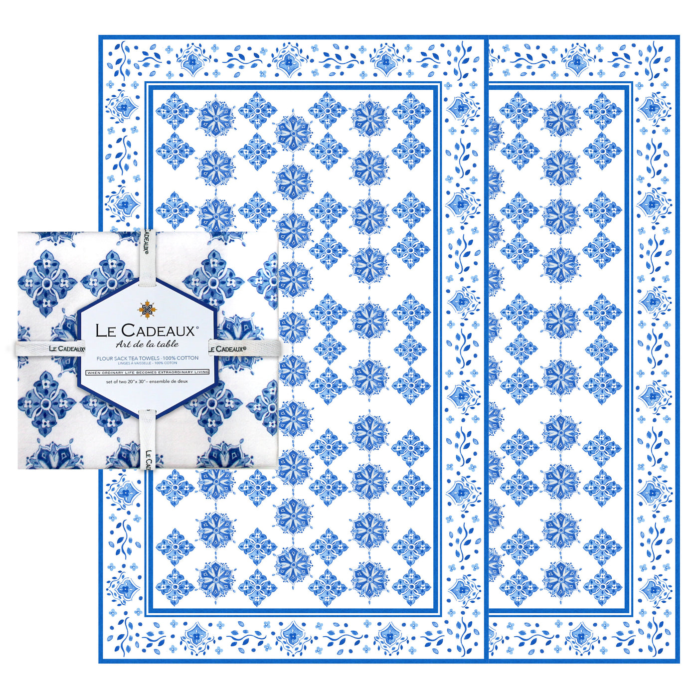 Set of 2 Tea Towels in Moroccan Blue - Madison's Niche 