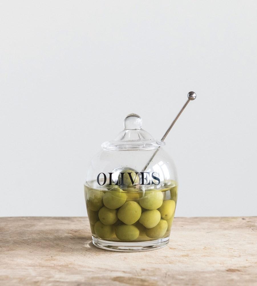 Olive Jar With Spoon - Madison's Niche 