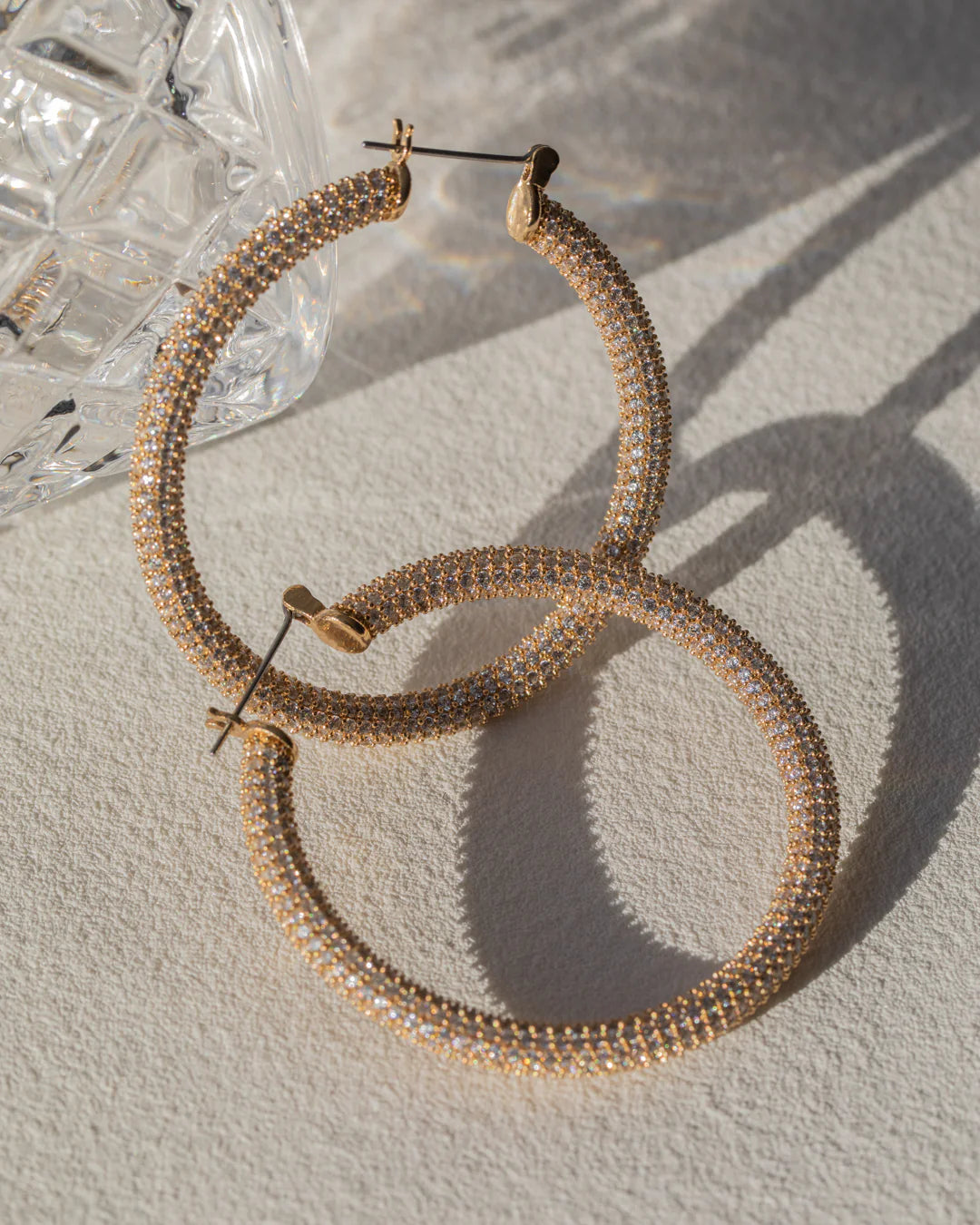 Pavé Amalfi Hoops in Gold - Madison's Niche 