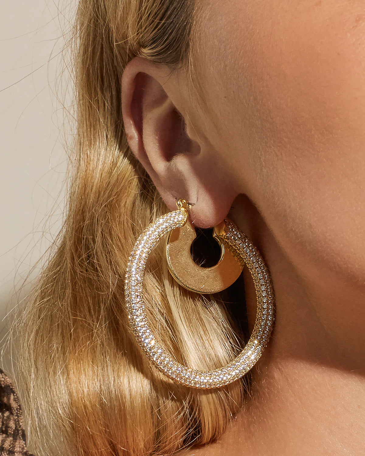 Pavé Amalfi Hoops in Gold - Madison's Niche 