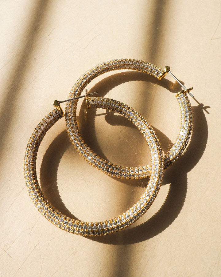 Pavé Amalfi Hoops in Gold - Madison's Niche 