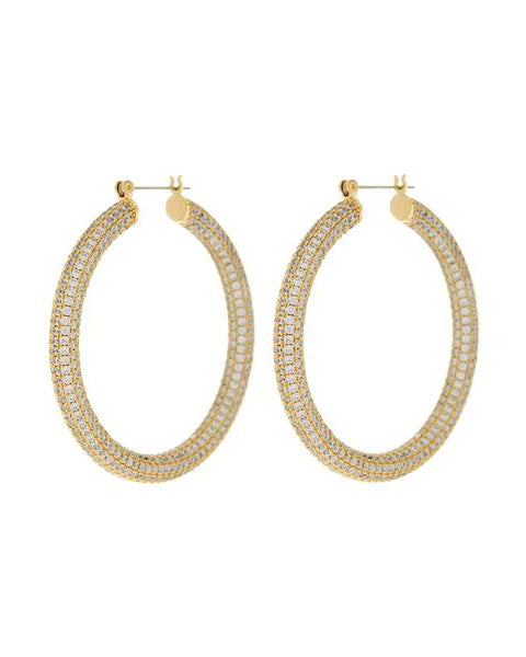 Pavé Amalfi Hoops in Gold - Madison's Niche 