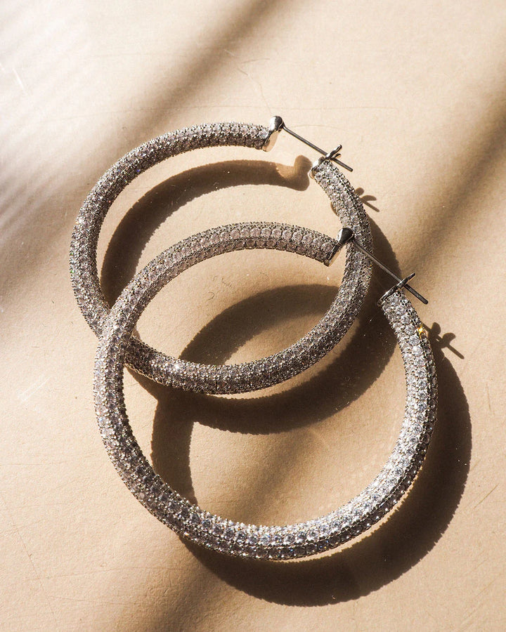 Pavé Amalfi Hoops in Silver - Madison's Niche 