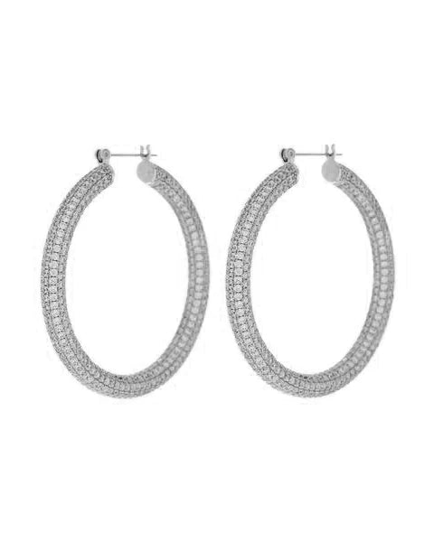 Pavé Amalfi Hoops in Silver - Madison's Niche 